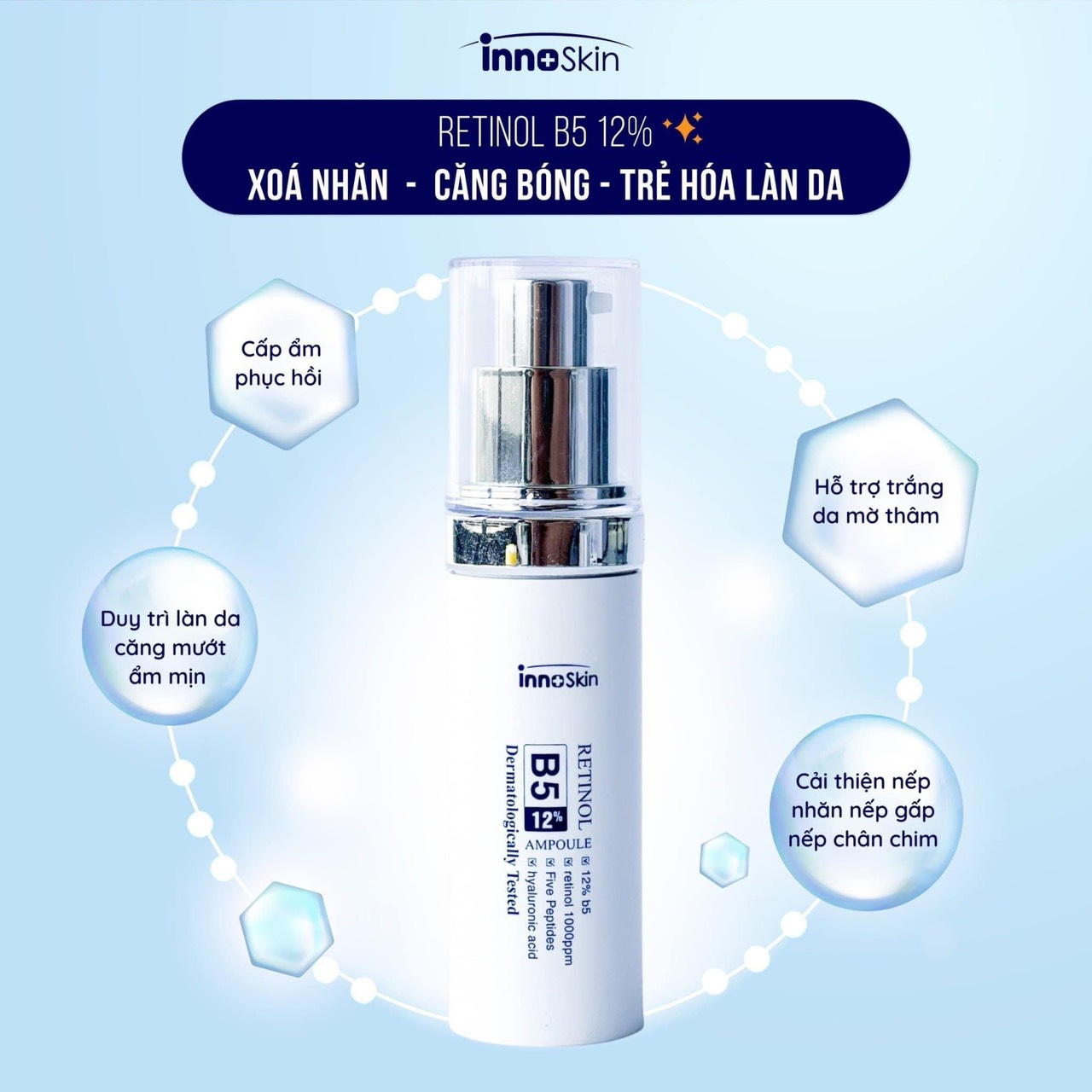 Trộm vía khách nhà em dùng Ampouple retinol B5 nhà Innoskin sau vài tuần mà da tiến bộ nhiều quá