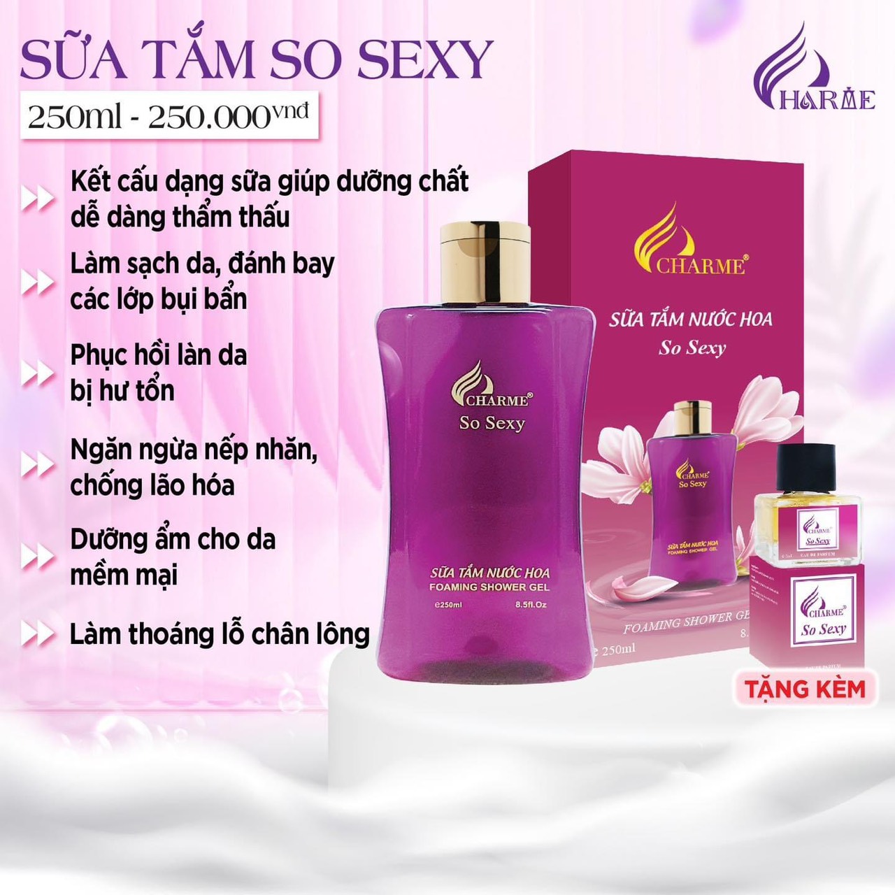 Sữa Tắm Hương Nước Hoa Charme So Sexy giúp phụ nữ Việt thăng hạng sự tự tin vào bản thân