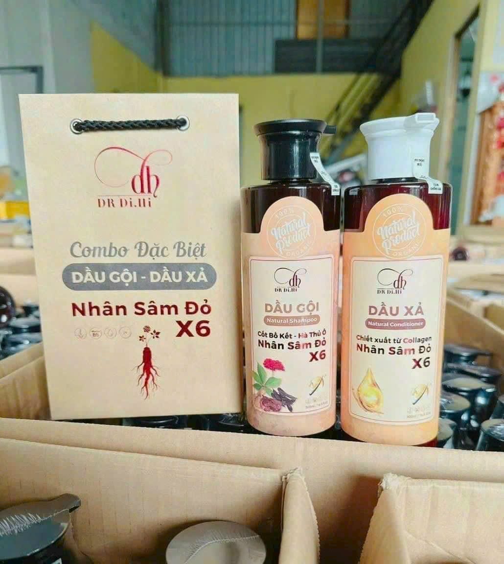 Combo Dầu Gội Xả Nhân Sâm Đỏ X6 Dr Di Hi