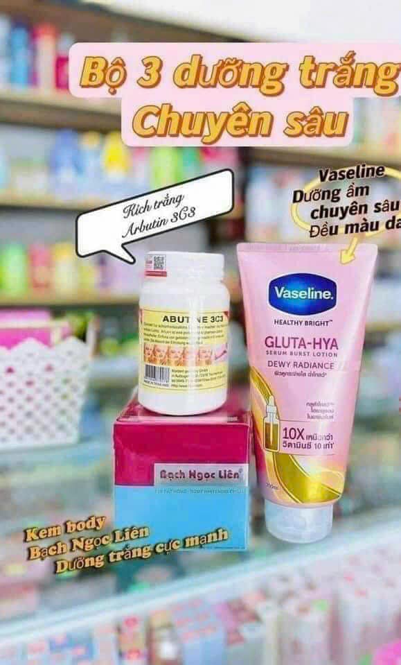 Combo body Bạch Ngọc Liên Vaseline siêu kích trắng mạnh cho da siêu lì