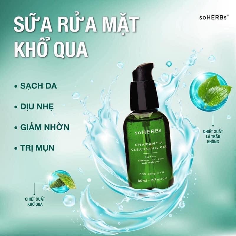 Sữa Rửa Mặt Khổ Qua Soherbs Charantia Cleansing Gel sạc sâu nuôi dưỡng da khoẻ mạnh