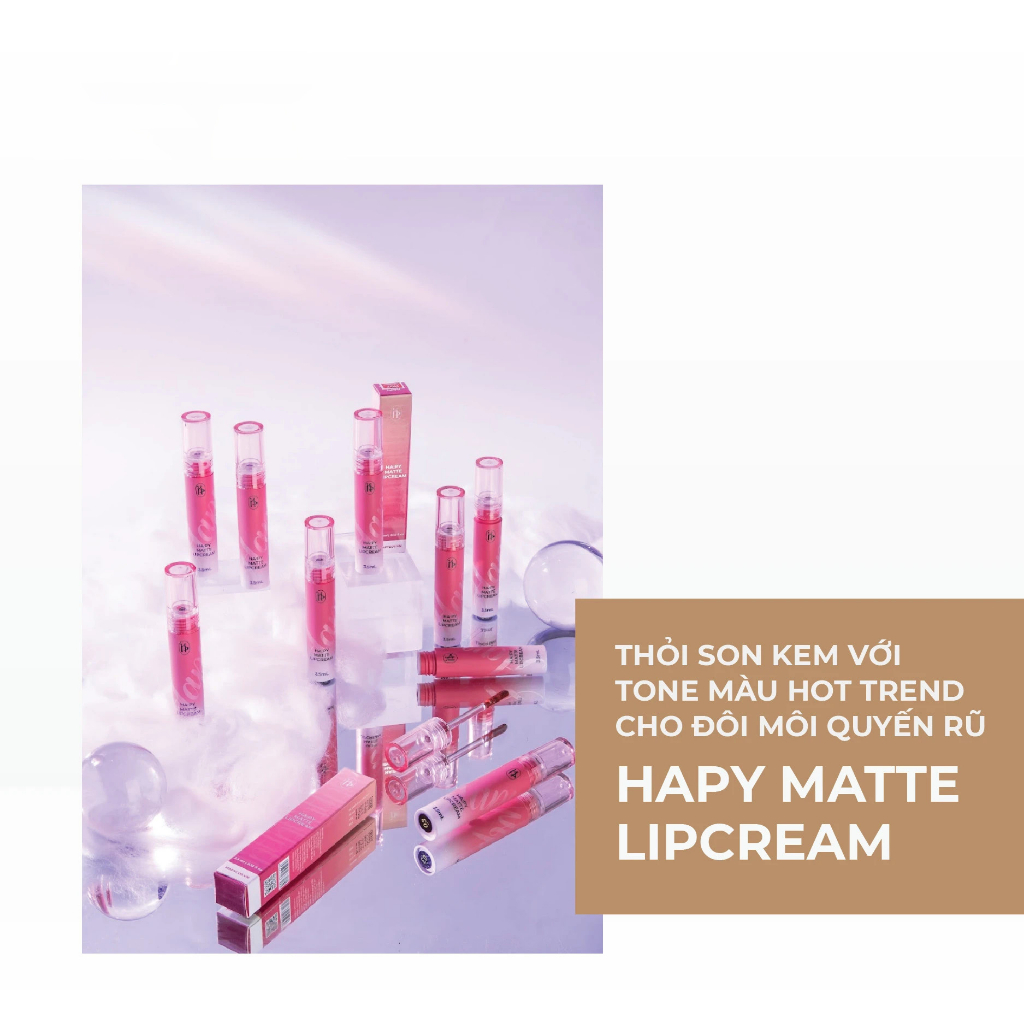 Son Kem Lì Hapy Matte LipCream Mẫu Mới Siêu Mịn Lì Chống Lem Chống Trôi