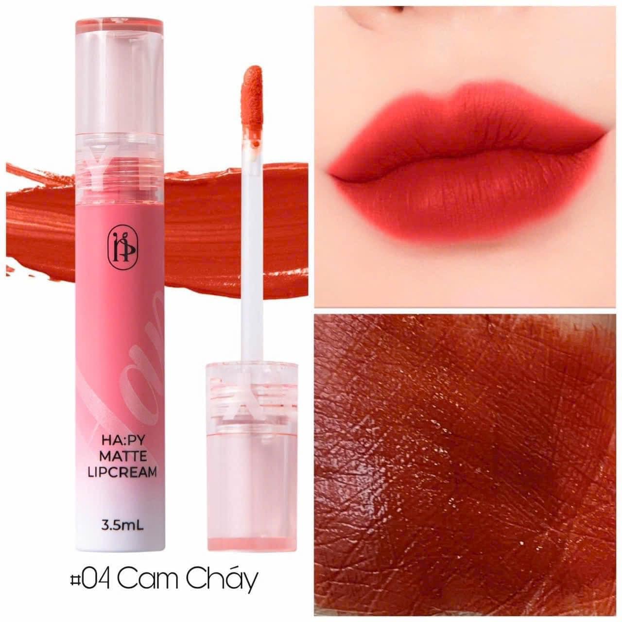 Son Kem Lì Hapy Matte LipCream Mẫu Mới Siêu Mịn Lì Chống Lem Chống Trôi