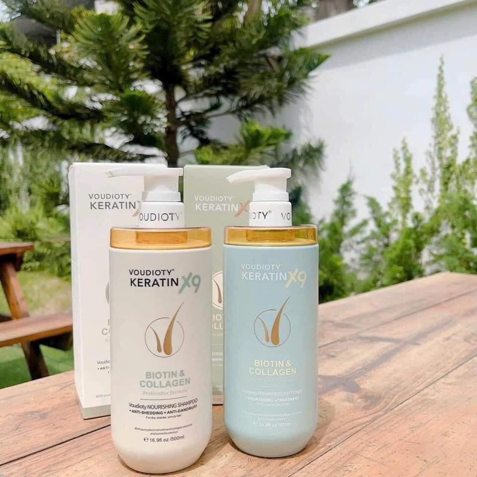 Bộ dầu gội xả VOUDIOTY KERATIN X9 BIOTIN & COLLAGEN 500ml