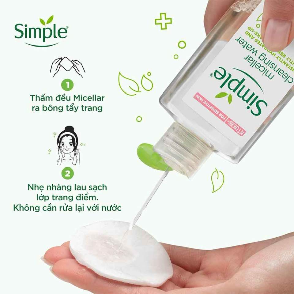 Nước Tẩy Trang Simple Kind To Skin Micellar Cleansing Water là sản phẩm tẩy trang dành cho da mặt