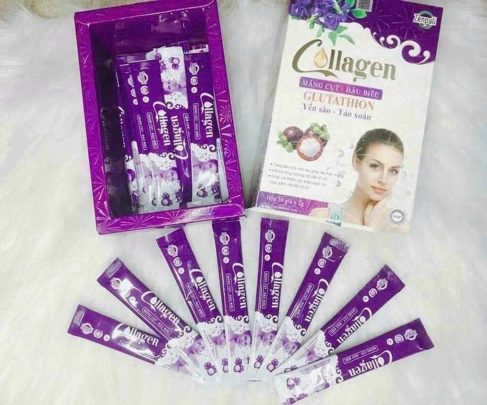 Collagen Măng Cụt Đậu Biếc Zenpali  Cốm Uống Đẹp Da 30 gói