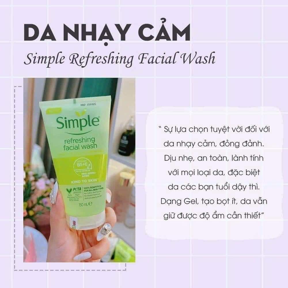 Sữa Rửa Mặt Simple Kind To Skin Refreshing Facial Wash Ge 150ml