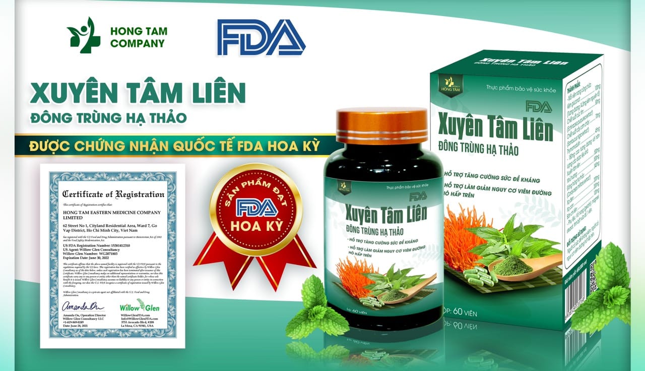 Viên uống Xuyên Tâm Liên Đông Trùng Hạ Thảo Đông Y Hồng Tâm  Công trình nghiên cứu đột phá Tăng miễn dịch cơ thể