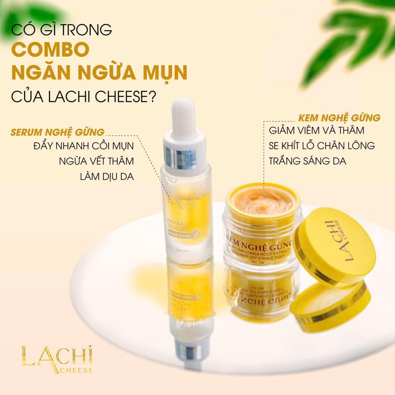 Serum Tinh Chất Nghệ Gừng Lachi Cheese Tặng Kem Face