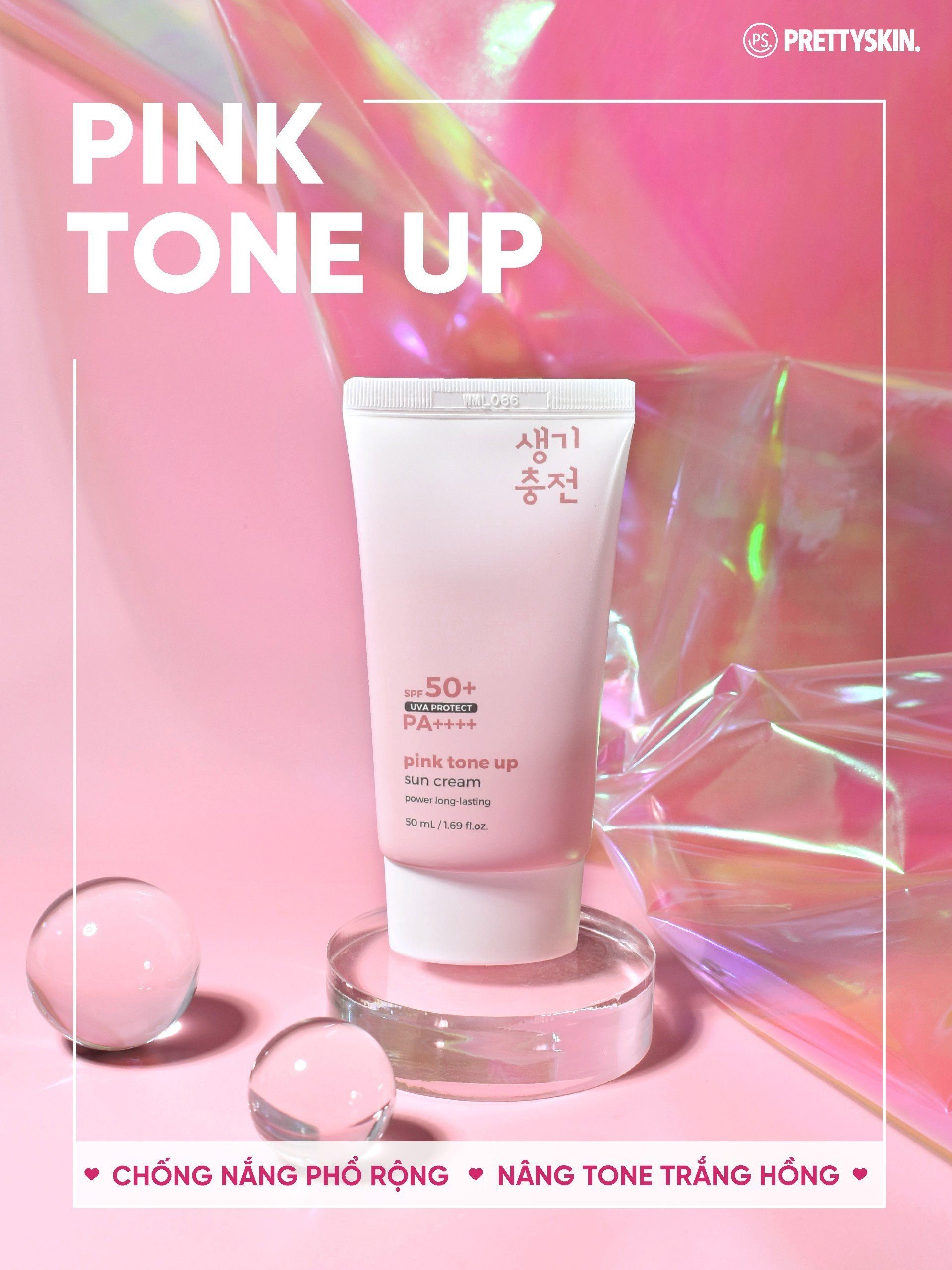 Kem Chống Nắng PrettySkin Pink Tone Up Nâng Tone Trắng Hồng