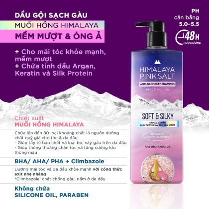 Dầu Gội Sạch Gàu Muối Hồng Himalaya Mềm Mượt Óng Ả Soft and Silky 650ml