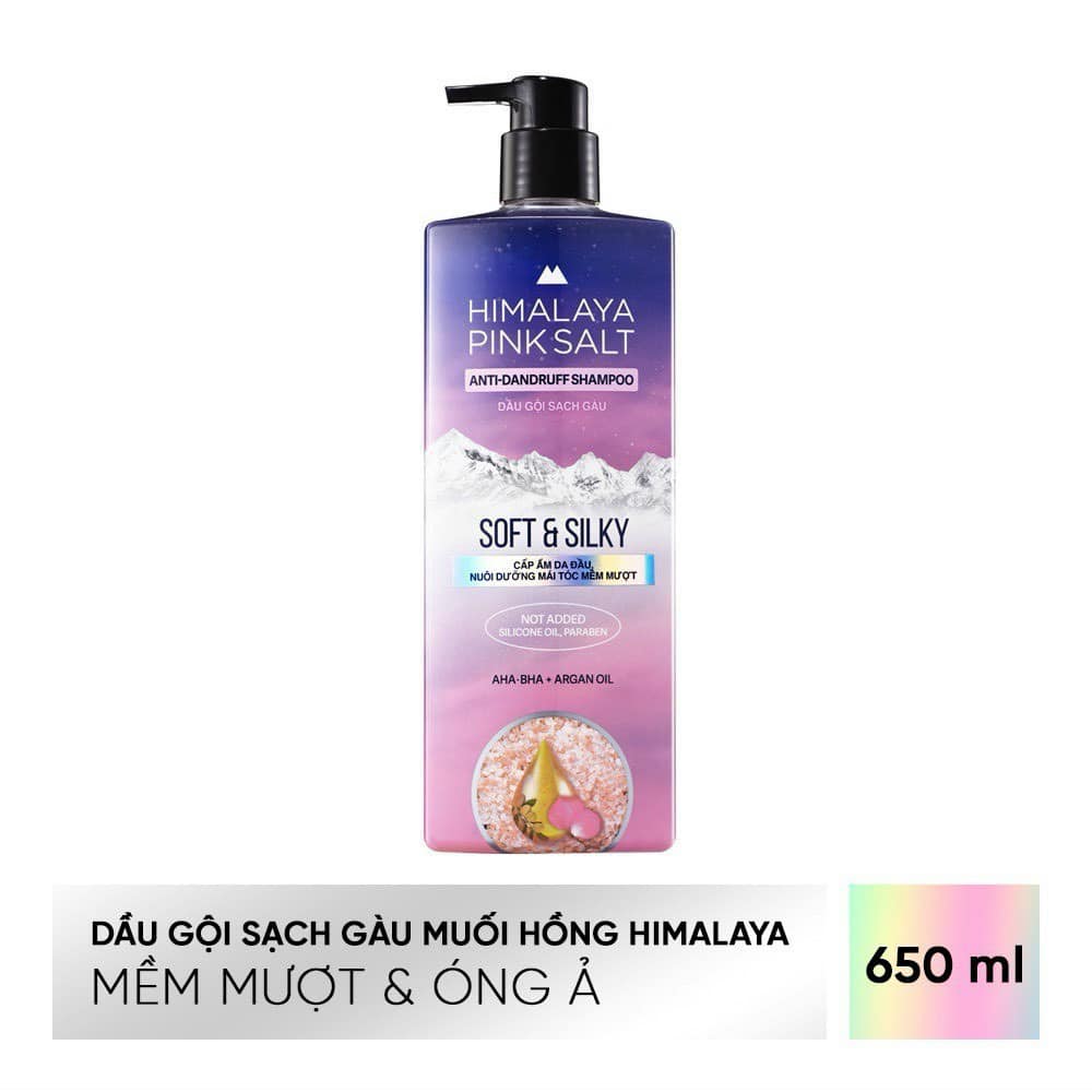 Dầu Gội Sạch Gàu Muối Hồng Himalaya Mềm Mượt Óng Ả Soft and Silky 650ml